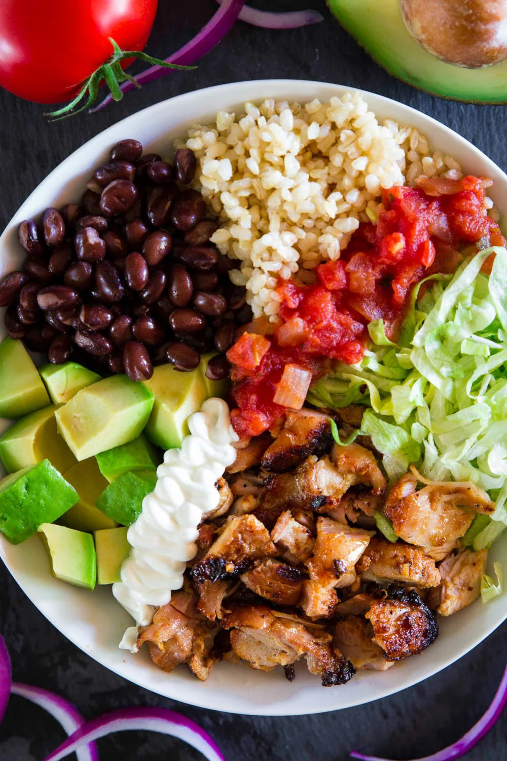 Chipotle Non veg bowl with Greek salad